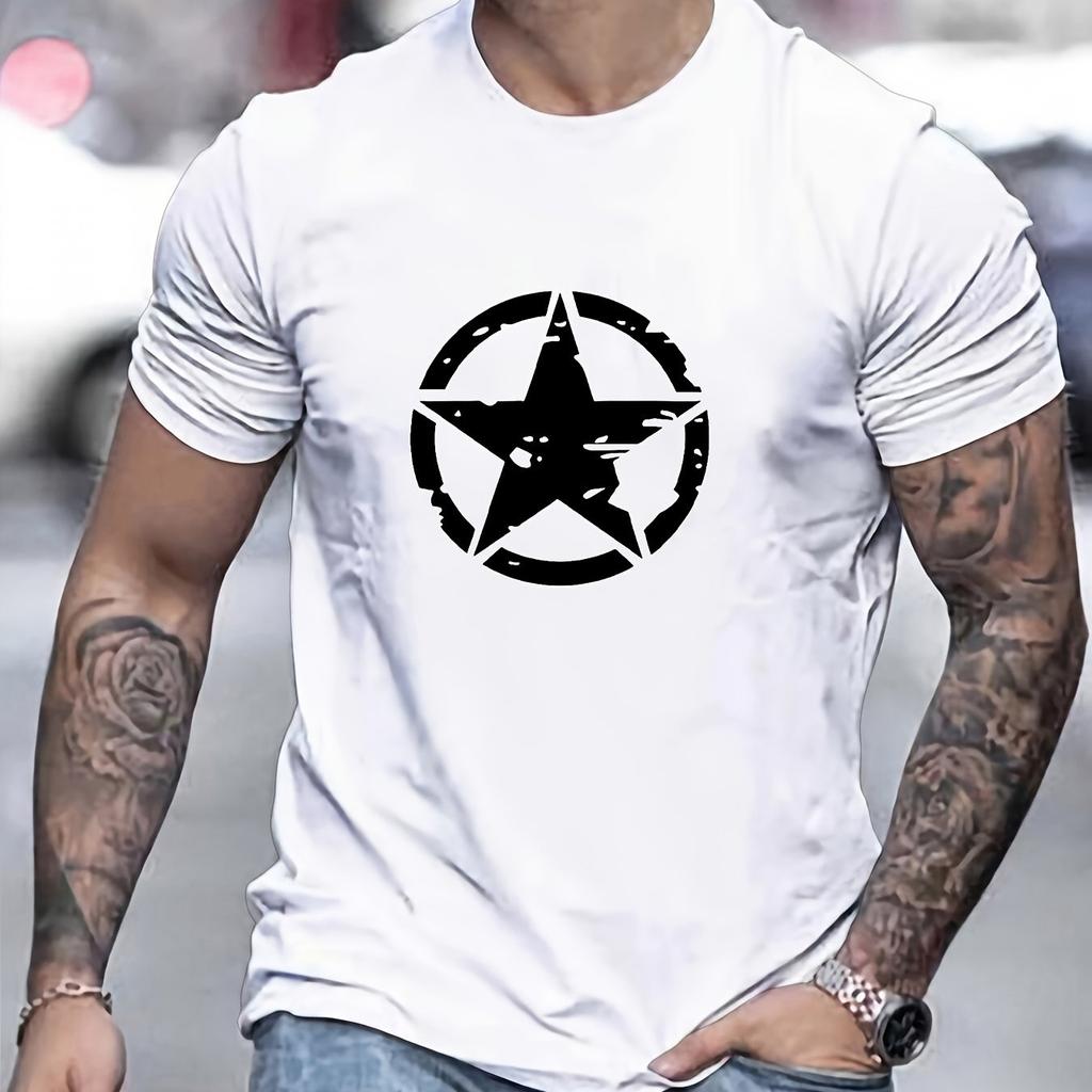 Summer Unisexs 100 Cotton Comfortable Casual Loose Oversized Star Logo Graphic Printed Sports Round Neck Short Sleeved Tshirt