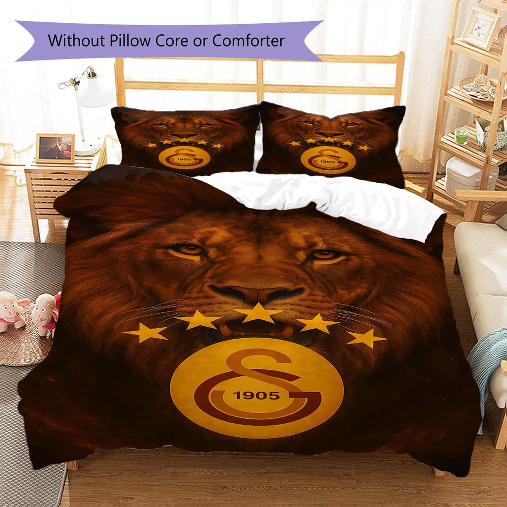 Galatasaray SK Pattern Bedding,Quilt Set Quilt Cover Pillowcase Home Birthday Gift(1 * duvet cover + 2 * pillowcase, without core)