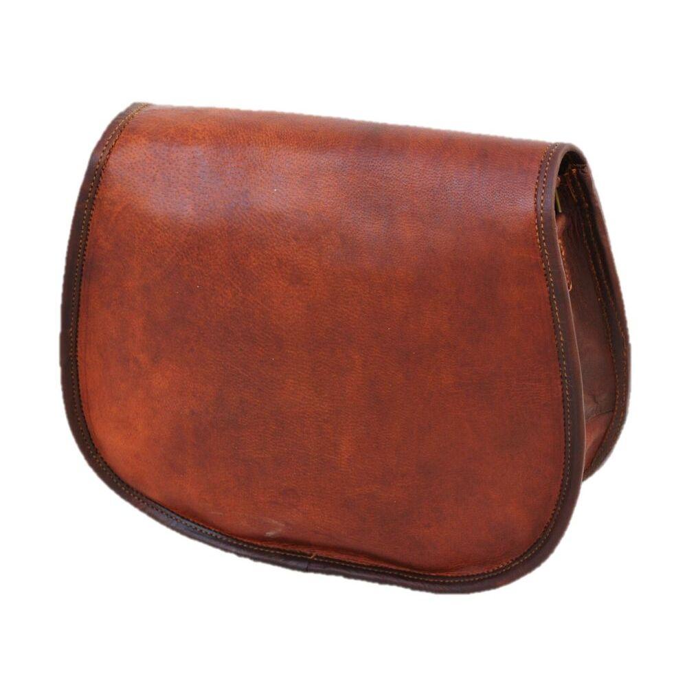 Vintage Style Women Genuine Brown Leather Crossbody Shoulder Bag Handmade Purse