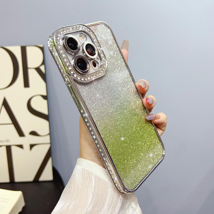 Electroplated Bling Glitter Diamond Gradient Colorful Phone Case For iPhone 15 Pro Max 11 12 13 14 Pro Max Transparent Soft Silicone Cover