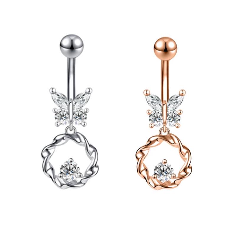 Кольцо для пупка из меди и циркона в европейском и американском стиле – сексуальное украшение для пирсинга