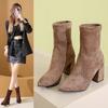 Осень и Зима Новые Женские Короткие Ботинки Модный Стиль Высокий Каблук Модные Ботинки Zapatillas Mujer