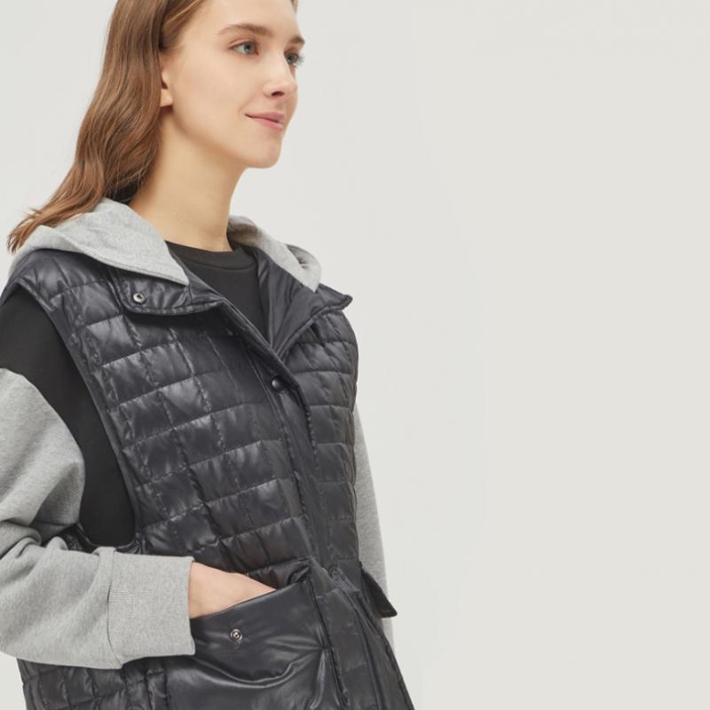  Benetton Benetton Джерси с капюшоном Goose Стеганый жилет Bapd66161 Bk