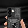 Armored Case for Samsung Galaxy S24, Camera Slide Card Slot, Black