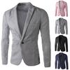 Men Solid Color Long Sleeve Lapel One Button Pocket Blazer Slim Fit Suit Coat