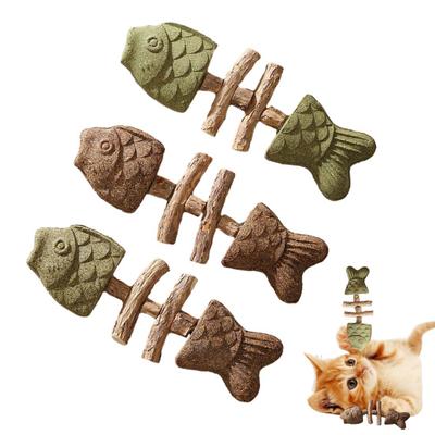 Натуральная жевательная игрушка для кошек Рыбная кость Игрушка с кошачьей мятой и мататаби Только для кошек Безопасные растительные ингредиенты