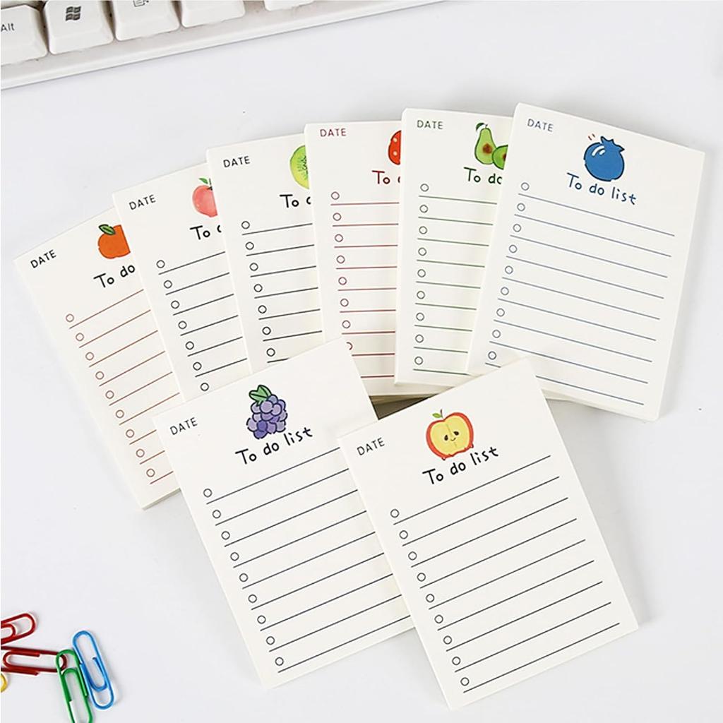 8 pack Cute Patter to Do List Notepads, to Do List Note pad, Cute Fruit Pattern to Do List Planner, to Do List Memo Stationery for Home Office