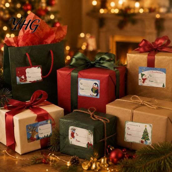 Holiday Decorative Adhesive Labels 180PCS/Roll Christmas Writable Stickers, Self-Adhesive Labels, Featuring Snowman And Tree Party Favor Tags Patterns