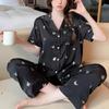French Black Elegant Temperament Butterfly Women's Pajamas Slouchy Art Casual Home Pajamas Summer Short Sleeve+pant Set