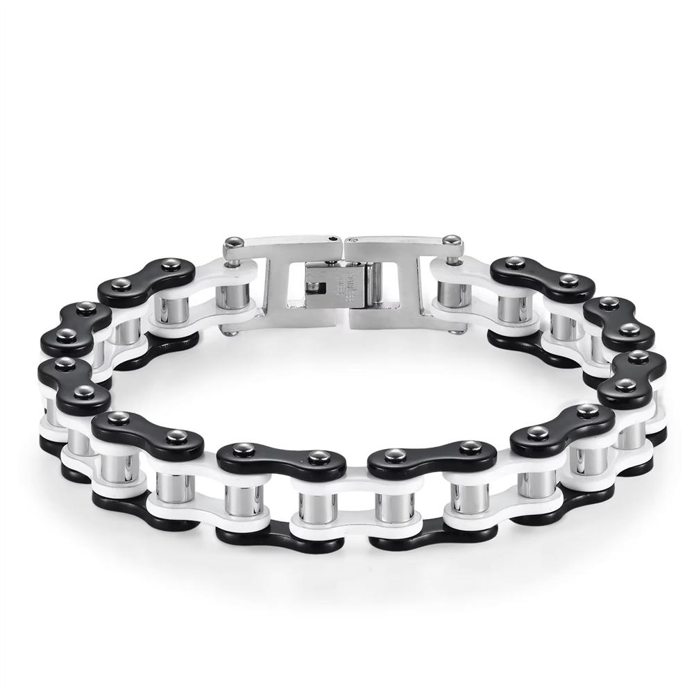 Personalized Mens Bracelets Motorcycle Biker Bicycle Chain Link Bracelets Anti Non Tarnish Gold Plated Stainless Steel Bracelets