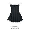 Kaslead New Arrival Women's Clothing Fashion Style Fashion Minimalist off-Neck Short Stitching Dress