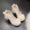 Thick-soled Blue Thick Heel Sweet Cute Japanese Soft Girl Children Cloth Lolita High Heels Waterproof Table Bow Shoes