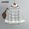 Autumn and Winter Women's Sweater Knit Sweater Pullover Clashing Stripes High Neck Loose Casual Sweater