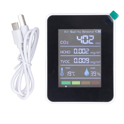 Монитор качества воздуха 5 в 1 CO2 TVOC HCHO Детектор температуры и влажности ЖК-дисплей Качество воздуха