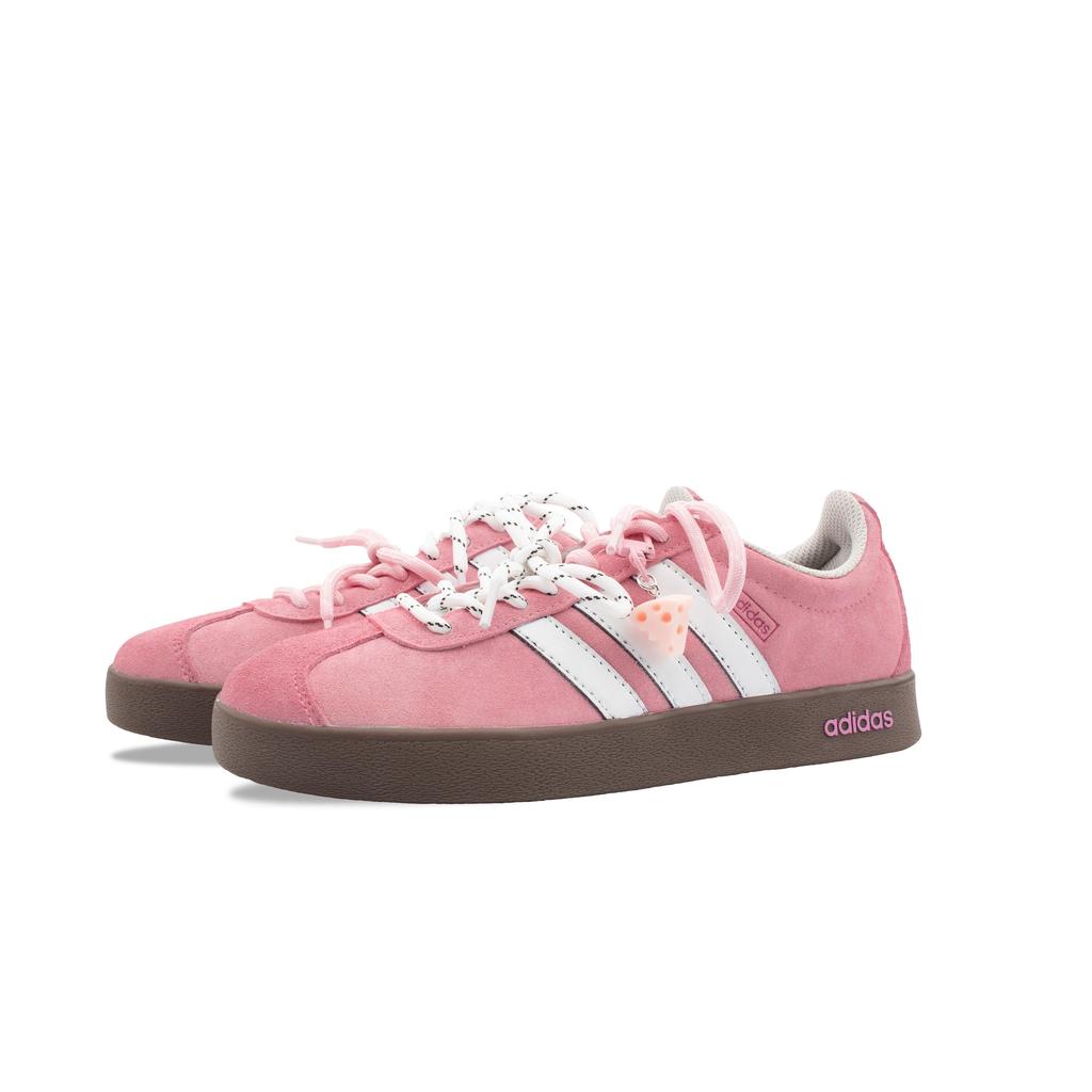 Adidas VL COURT 2.0 Pink Cheese Slip Resistant Abrasion Resistant Low top Skateboard Shoes Unisex Pink White HQ1802(Team1303-)