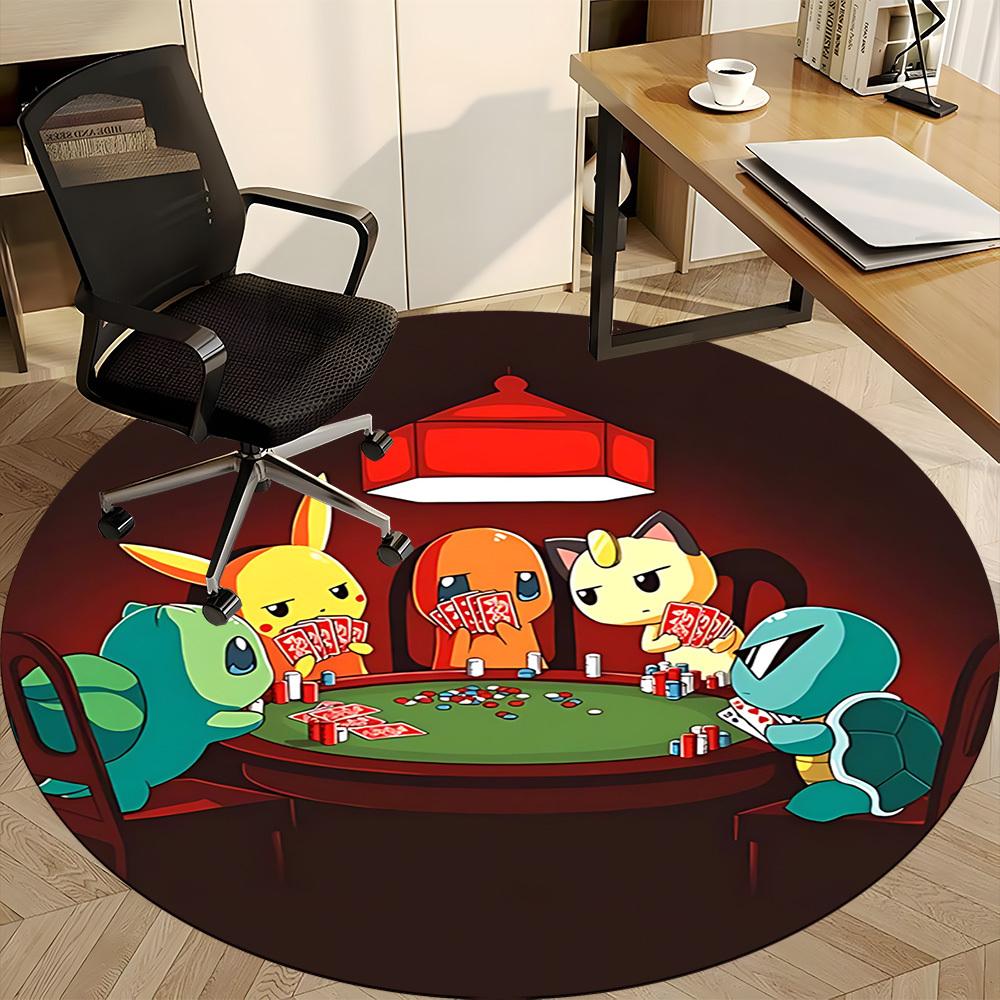 1 шт. Круглый коврик для пола с персонажами Pokemon для вечеринки, офиса, под офисные стулья, спальни, гостиной, домашнего декора a1022275