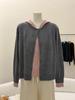 Women's 2026 Spring Double-Breasted Hooded Wool Cardigan Sweater - Color Block, Fake Two-Piece Design