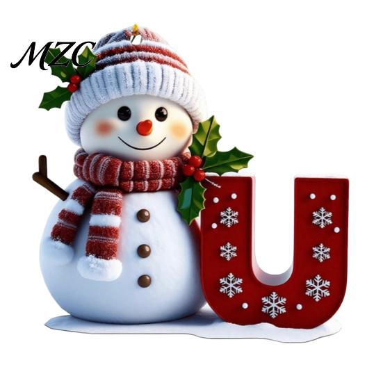 Custom Name Ornaments for Couples 2D Snowman Christmas Ornaments, Personalized Letter Tree, Reusable Tree Hanging Initial Ornament, Ornament DIY Xmas