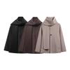 Women's Fashion Casual Wool Blend Scarf Short Coat