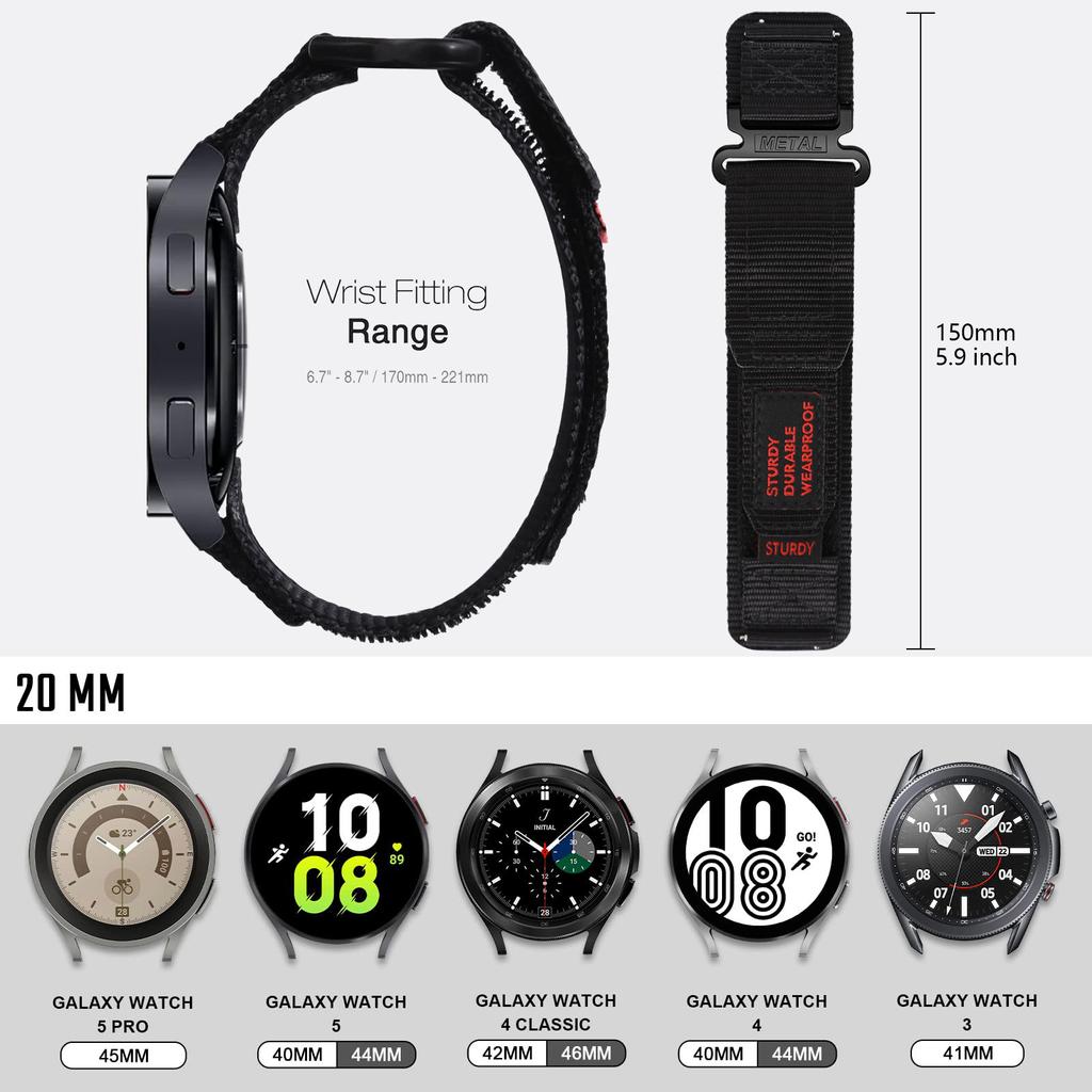 Нейлоновый ремешок 20 мм 22 мм для Samsung Galaxy Watch 6/5/4 40 44 мм 6Classic 43 47 мм спортивный браслет-петля для Huawei Watch GT3 4Pro Band
