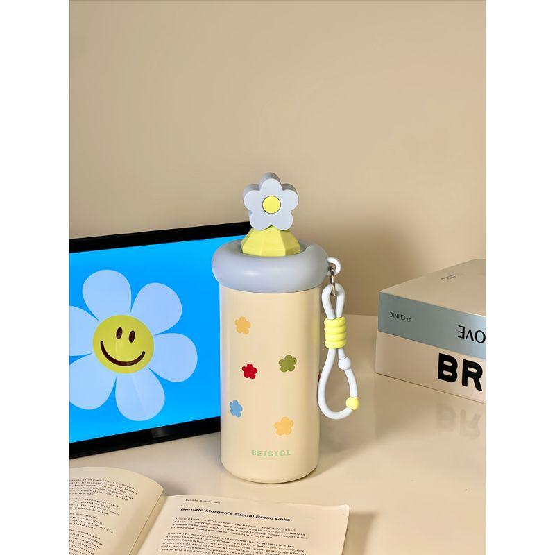 German Canim Kalse Fresh-Style Stainless Steel Thermos Cup for Girls, Large Capacity Portable Water Bottle with Straw