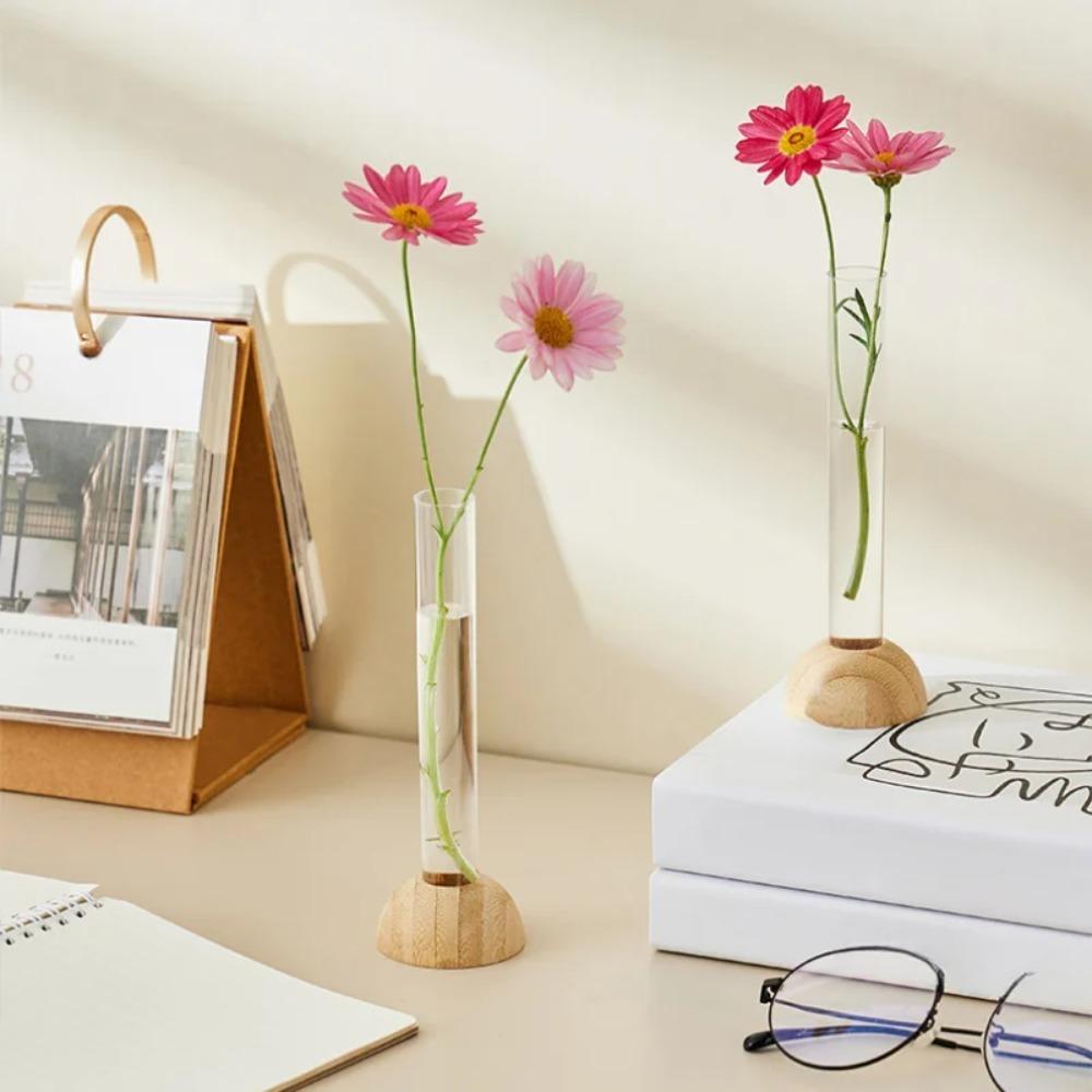 Plastic Transparent Hydroponic Vase Space-Saving Plants Flower Pot Household Test Tube Clear Vase