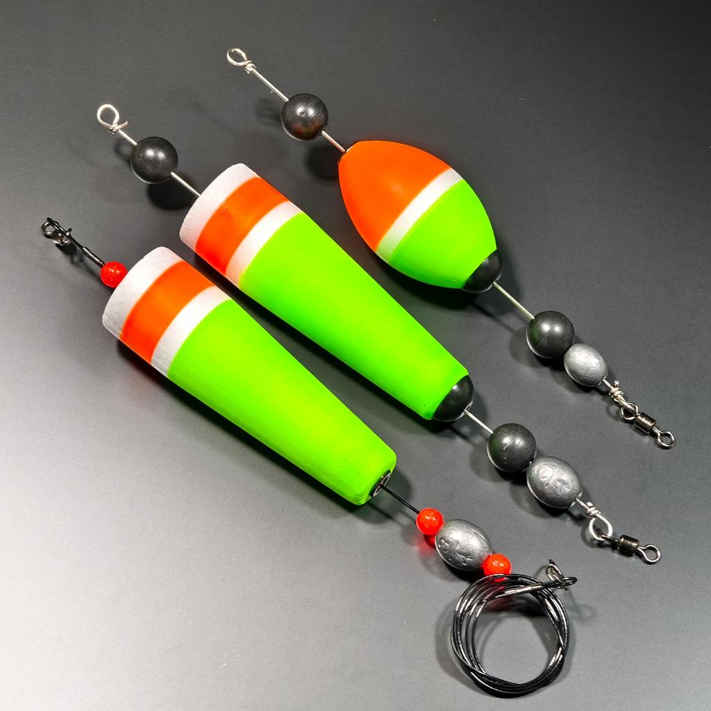 Fishing Bobbers Popping Cork Weighted Fishing Floats Fishing Corks Popping Corks for Saltwater Freshwater 3pcs Mix Design