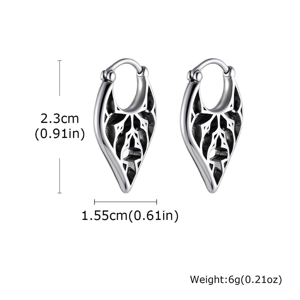 Punk Men's Carved Hoop Earring,Anti Allergy Stainless Steel Huggies Hoop Earrings,Vintage Male Earring Jewelry Gift