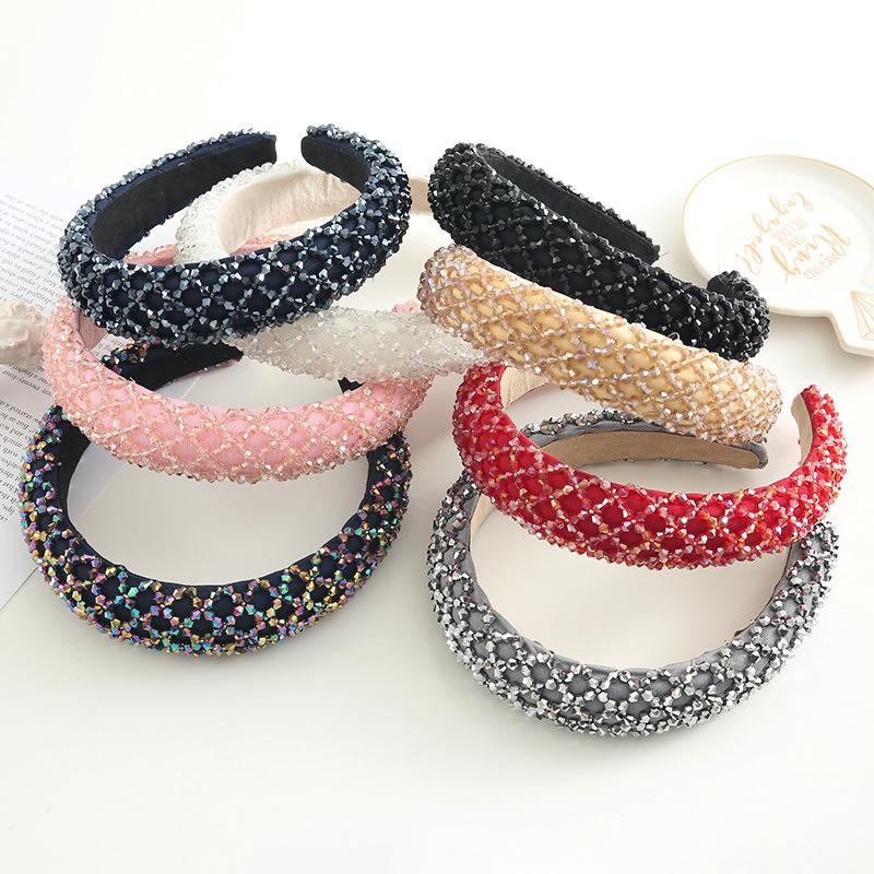 Laser Premium Crystal Baroque Headband Full Diamond Crossed Headband Fashion Hair Bundle Colorful Hair Accessories