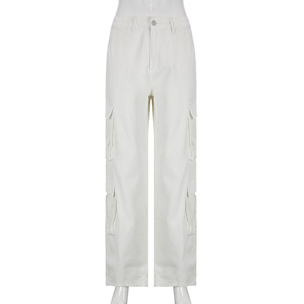 Женские мешковатые брюки-карго, спортивные штаны в стиле хип-хоп, повседневные свободные широкие брюки, джинсы с высокой талией