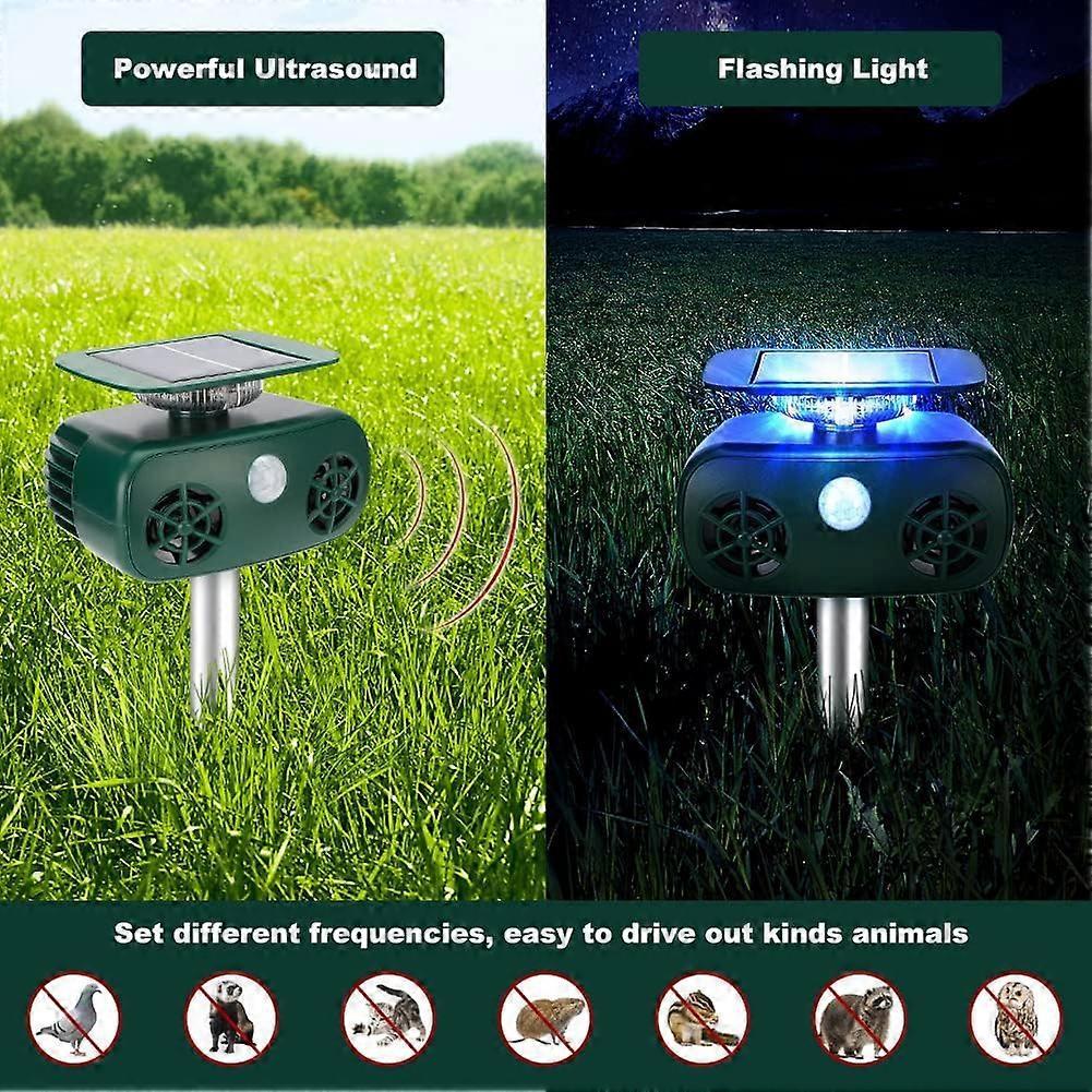 Waterproof Solar Ultrasonic Cat Repeller Outdoor Cat Repeller with Flashing LED Ultrasonic Animal Repeller for Dogs Squirrels Birds Wild Animals