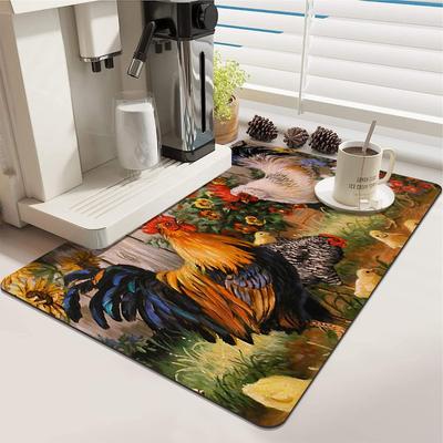 1 шт. коврик для сушки посуды в виде петуха, впитывающий коврик для столешницы машины, сливной коврик для умывальника в деревенском стиле, мягкий впитывающий коврик для крана, коврик для умывальника