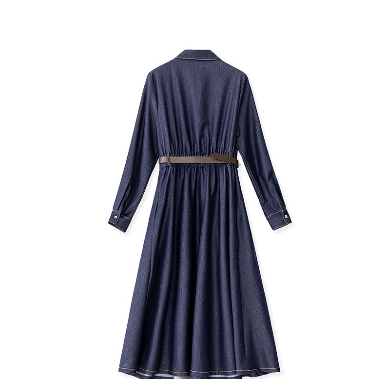 Женское синее джинсовое платье-рубашка для работы, стройнящее талию - Весенняя мода