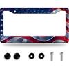 Grey Black American Flag License Plate Frame Vintage USA Flag License Plate Stainless Steel Funny License Plate Holder Patriotic Car Accessory Car