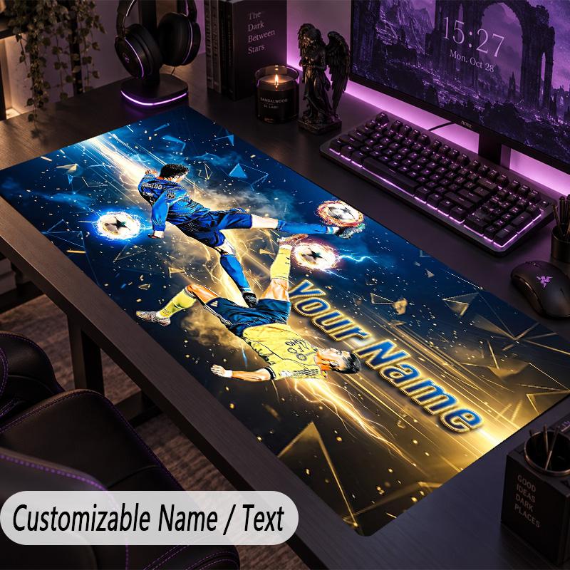 Large Mouse PadCristiano Ronaldo Custom Name Text Personalized Desk Mat Non Slip Gaming Pad