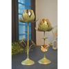 Lotus Candle Holder with 2 Glass | Dining Table Decorative Items | House Warming Gifts for New Home | Decorations Items for Home (Green Gold)