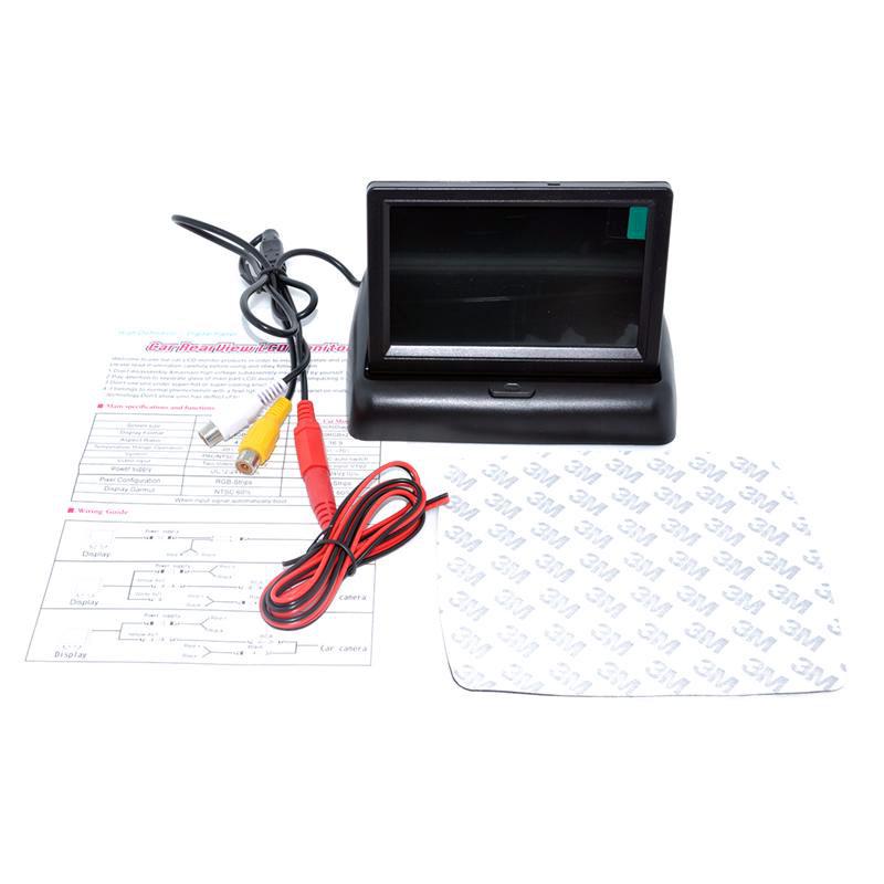 4-светодиодная ночная камера заднего вида CCD с 4,3-дюймовым цветным ЖК-дисплеем, складной автомобильный видеомонитор