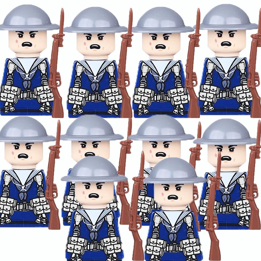 MOC WW2 Military War Weapon Soldier Accessories Building Blocks Roadblock Motorcycle Weapon Case Container Weapon Bag Brick Toy