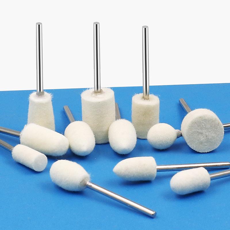 12 Pcs Wool Polishing Head 2.35Mm Shank For Ladies Nails Felt Bobs Engraver Abrasive Tools Grinding Rotary Drill Bit