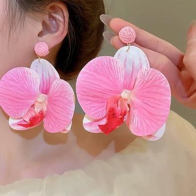 Серьги-бабочки в корейском стиле, серьги с имитацией цветов, серьги-подвески с цветами, женские