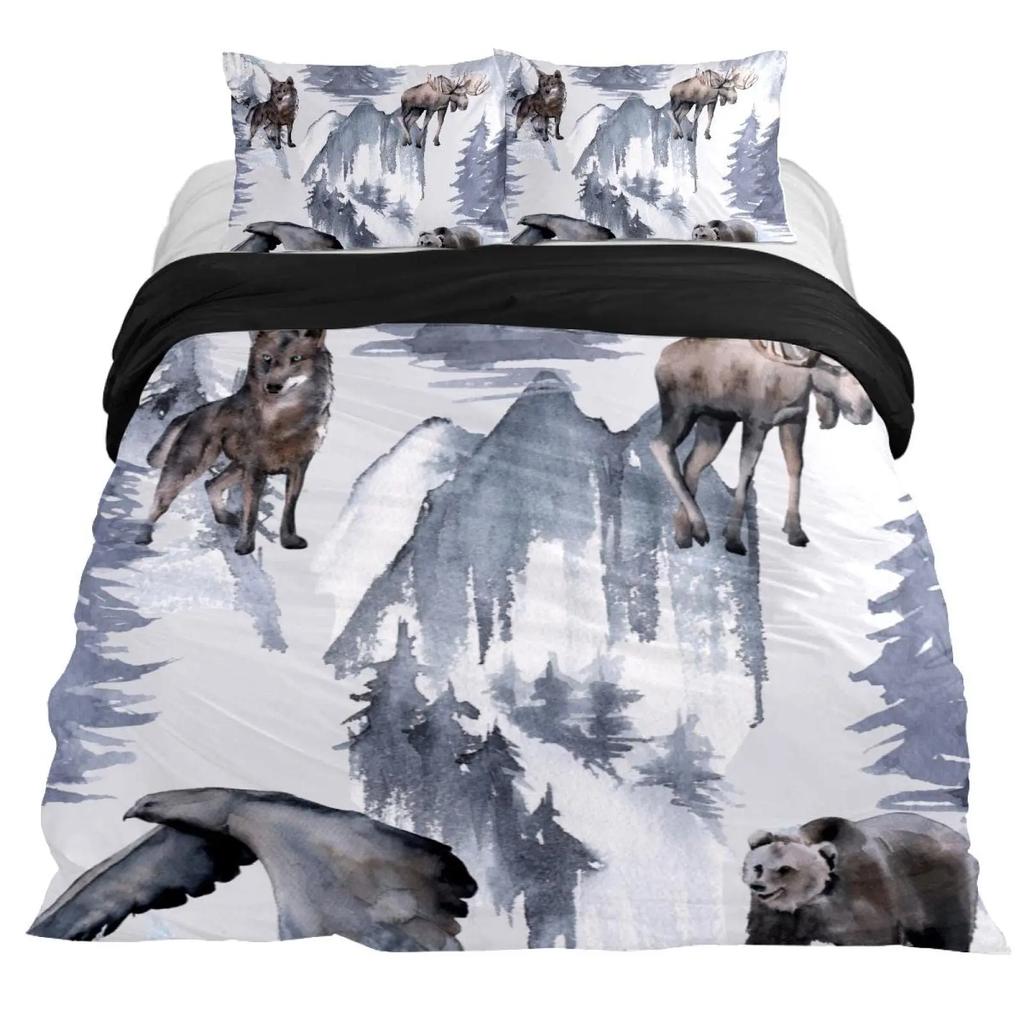 Animal Duvet Cover Set 2/3Pcs Deer Autumn Forest Leaves Bedding Set Wild Animals For Teens Queen King Size Polyester Quilt Cover