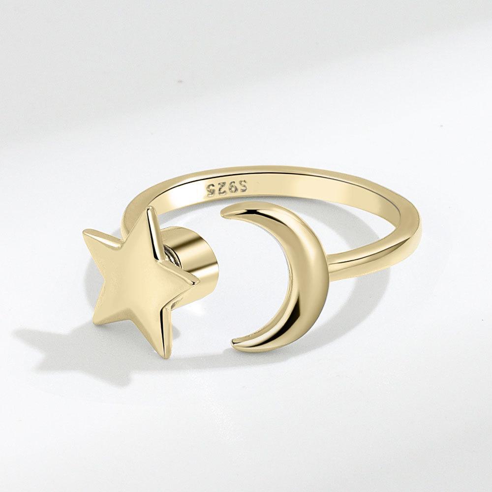 Fashion Creative Stars Rotating Ring Female Openings Can Be Turned Adjustable Star and Moon Index Finger Ring Astrolabe Ring