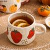 Ceramic Mug Coffee Cup Glazed Surface Cartoon Fruit Doodle Children Mugs Coffee Cups Strawberry Children's Porcelain Cup
