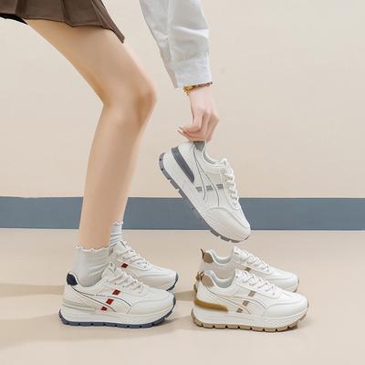 Женские кроссовки Dad Shoes на толстой платформе со шнуровкой, удобные нескользящие кроссовки из искусственной кожи для ходьбы и тенниса, легкие спортивные кроссовки для женщин