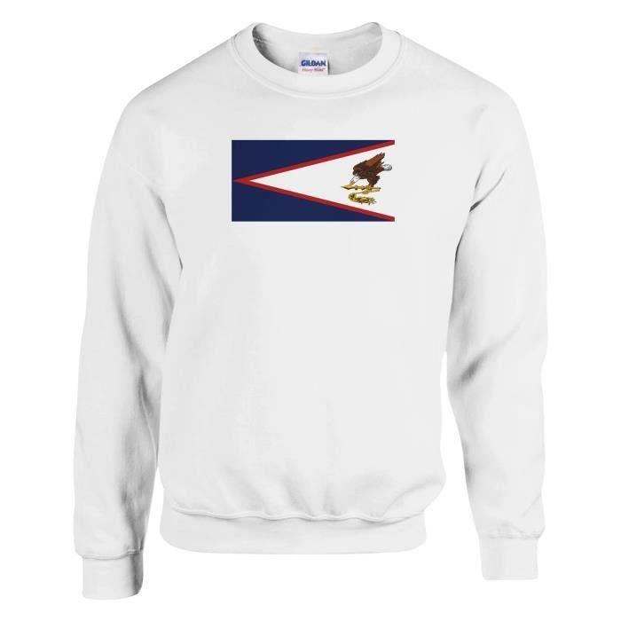 Sweat-shirt - PIXELFORMA - Drapeau des Samoa américaines - Manches longues - Blanc