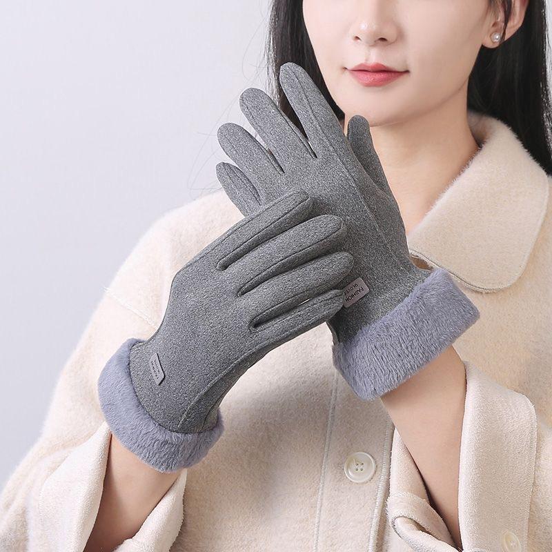 Зимние женские перчатки Немецкий бархат Хлопок Теплые Холодные Плюс Бархат Велоспорт Холод Сенсорный экран Теплые перчатки