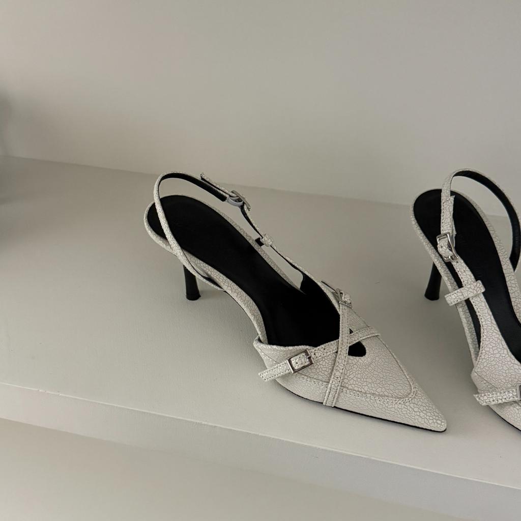 2025 Новые женские джинсовые босоножки на каблуке с острым носком, туфли для офисной леди, красивые женские туфли на высоком каблуке, обувь, сандалии женские