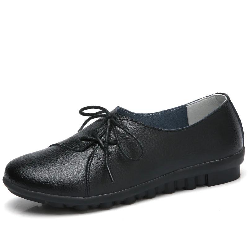 Новые туфли на плоской подошве из натуральной кожи, женские туфли-оксфорды с мягкой подошвой, белые мокасины Sapato Feminino, повседневные женские туфли на плоской подошве 2019 г.