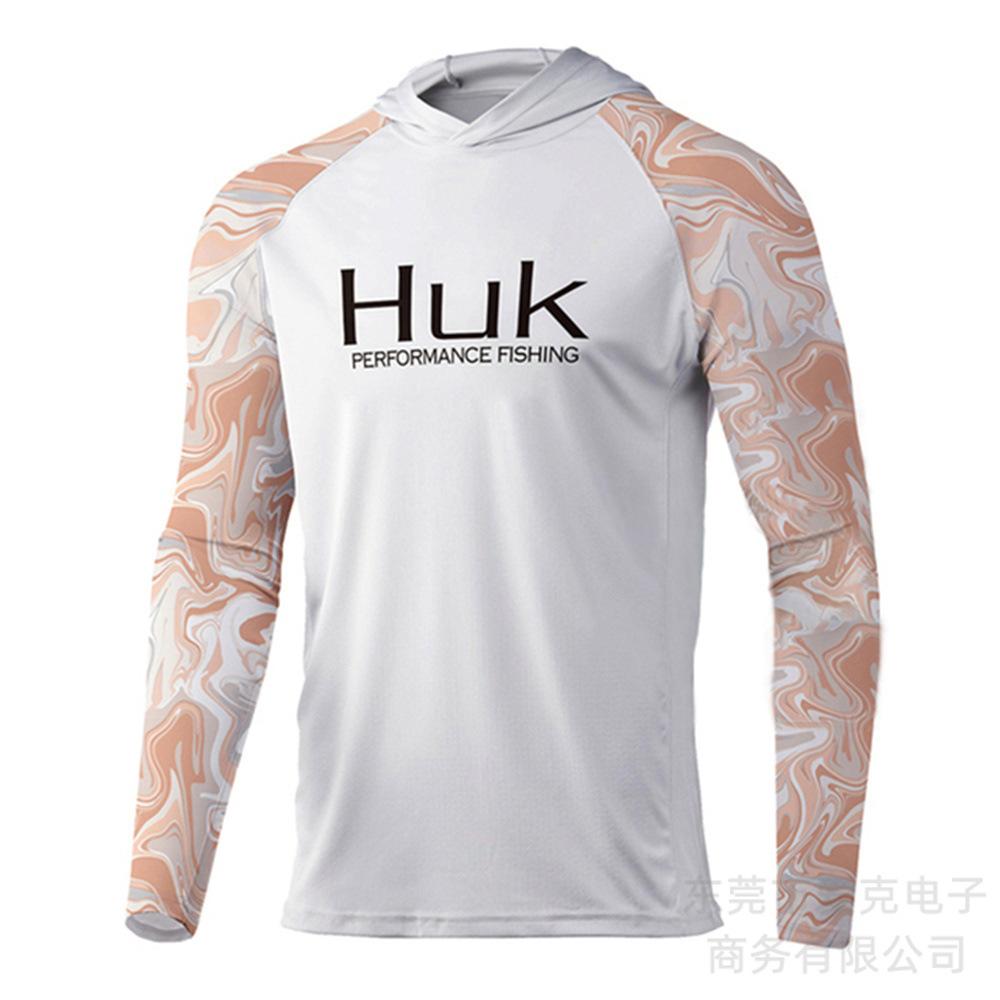 Hooded fishing suit, summer quick-dry long-sleeve men's T-shirt, outdoor sportswear, sun-protection shirt, lure fishing suit, breathable
