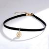 Korean Choker Compass Necklace for Women - Black Leather Collar Choker Necklace